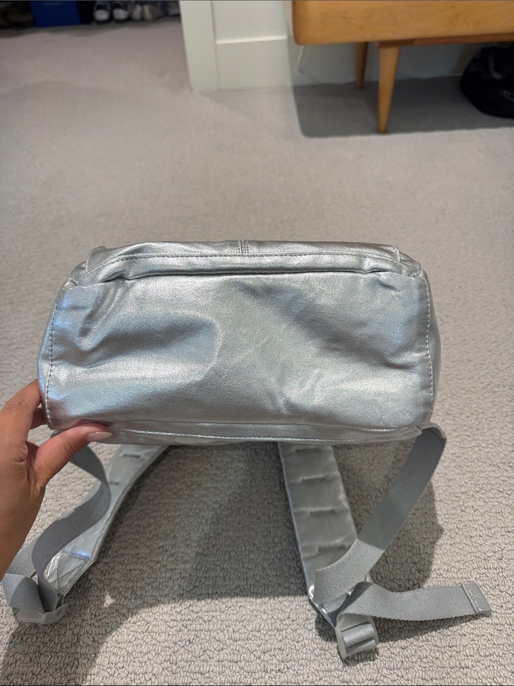STATE Metallic Silver Signature Backpack Small Travel School Bag - Picture 9 of 9